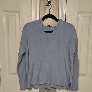 Tahari Blue V-Neck Sweater Soft Knit Casual
